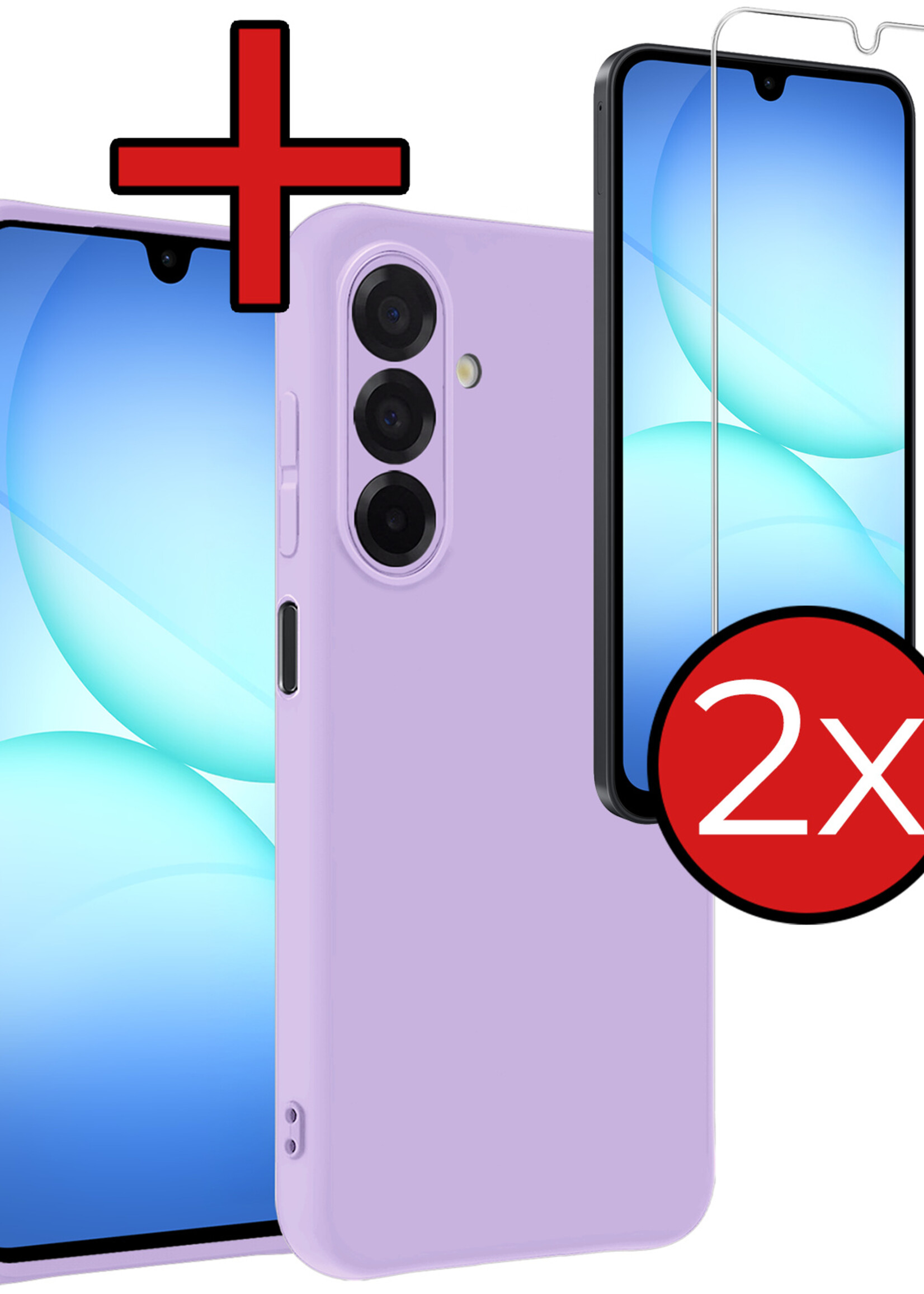 BTH BTH Samsung Galaxy A17 Hoesje Siliconen Met 2x Screenprotector - Lila