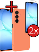 BTH BTH Samsung Galaxy A17 Hoesje Siliconen Met 2x Screenprotector - Perzik
