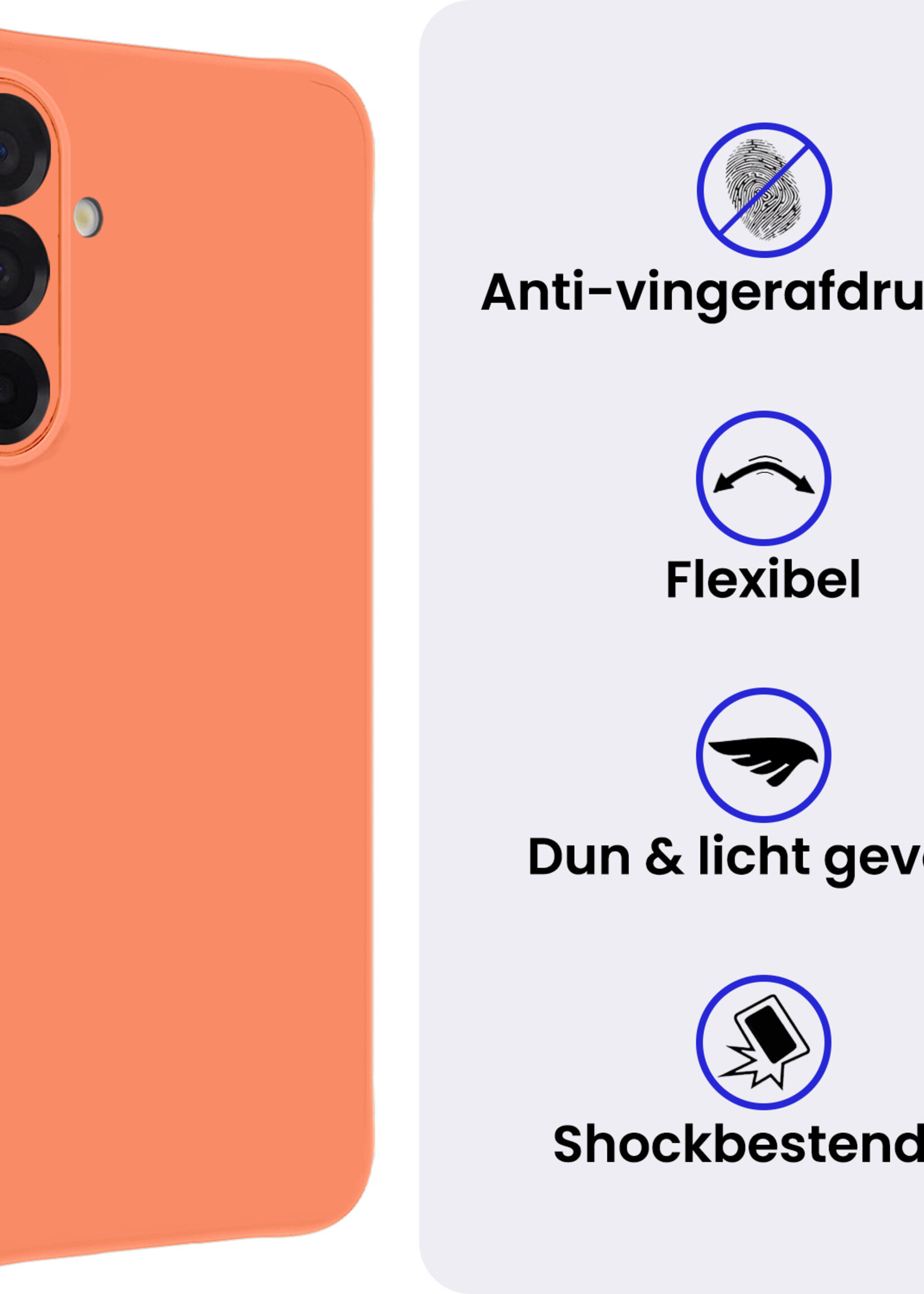 BTH BTH Samsung Galaxy A17 Hoesje Siliconen Met 2x Screenprotector - Perzik