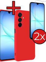 BTH BTH Samsung Galaxy A17 Hoesje Siliconen Met 2x Screenprotector - Rood