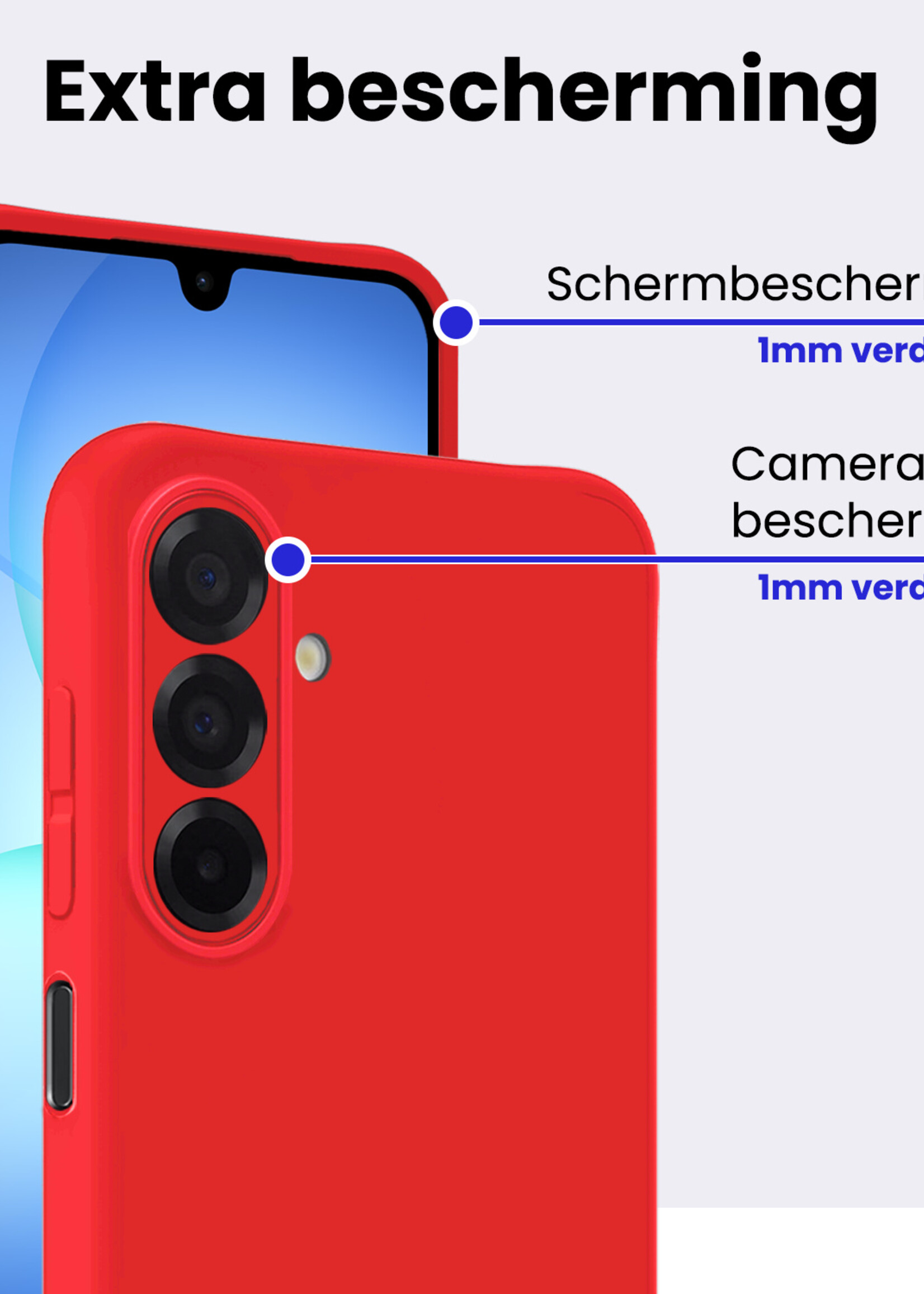 BTH BTH Samsung Galaxy A17 Hoesje Siliconen Met 2x Screenprotector - Rood