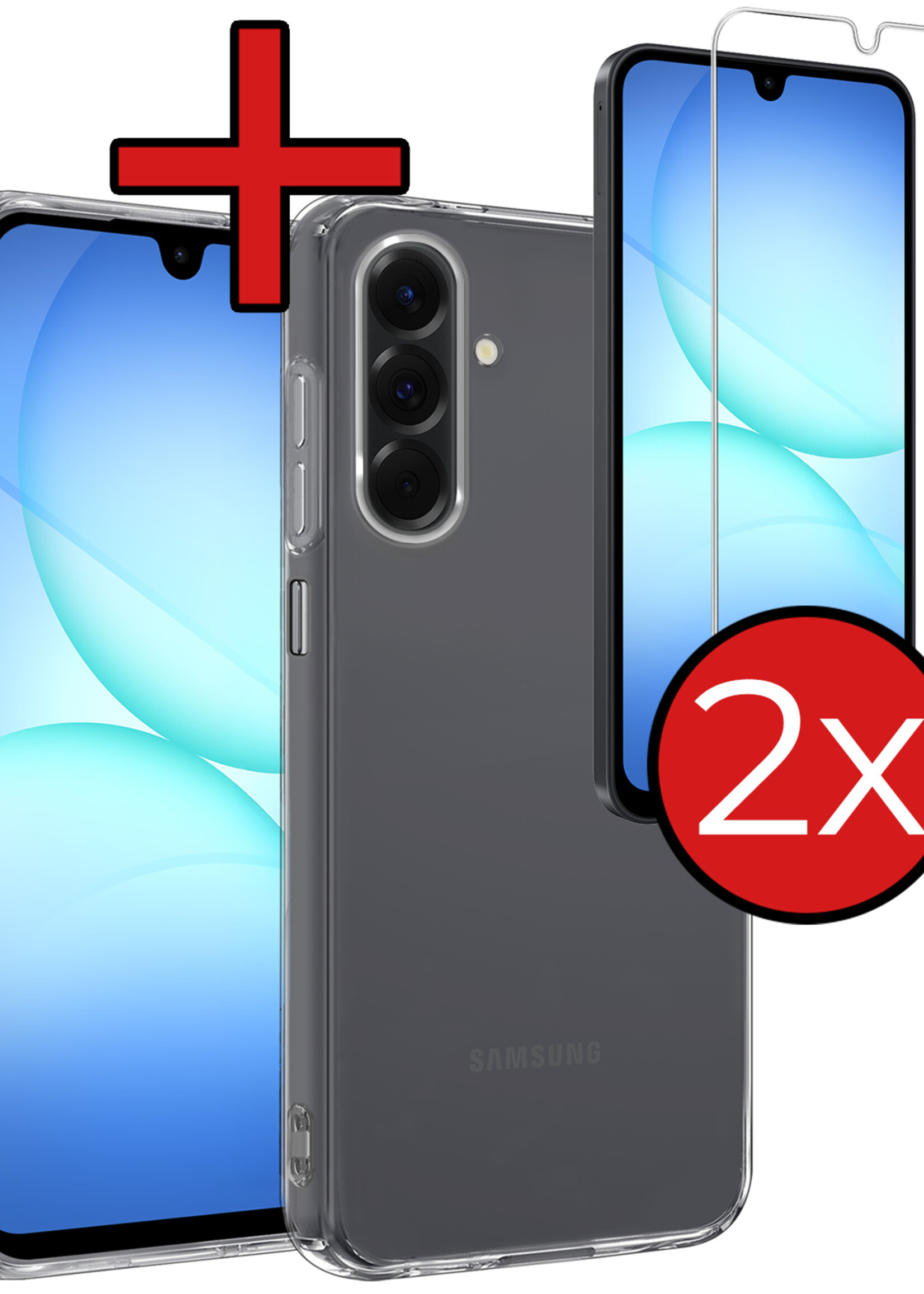BTH BTH Samsung Galaxy A17 Hoesje Siliconen Met 2x Screenprotector - Transparant