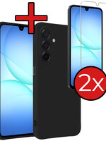 BTH BTH Samsung Galaxy A17 Hoesje Siliconen Met 2x Screenprotector - Zwart