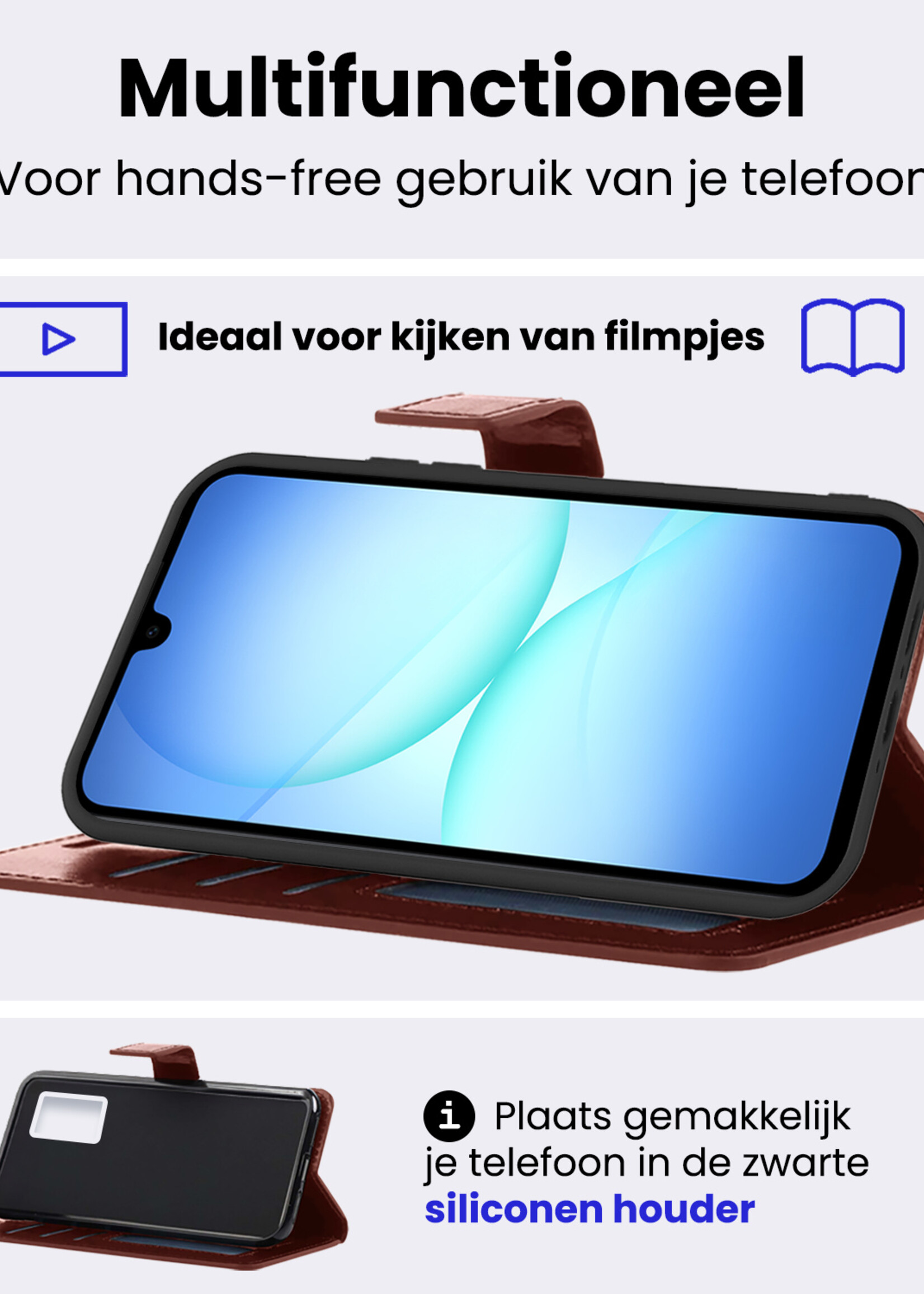BTH BTH Samsung Galaxy A17 Hoesje Bookcase Met Screenprotector - Bruin