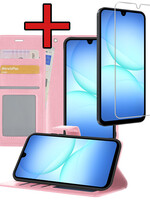 BTH BTH Samsung Galaxy A17 Hoesje Bookcase Met Screenprotector - Lichtroze
