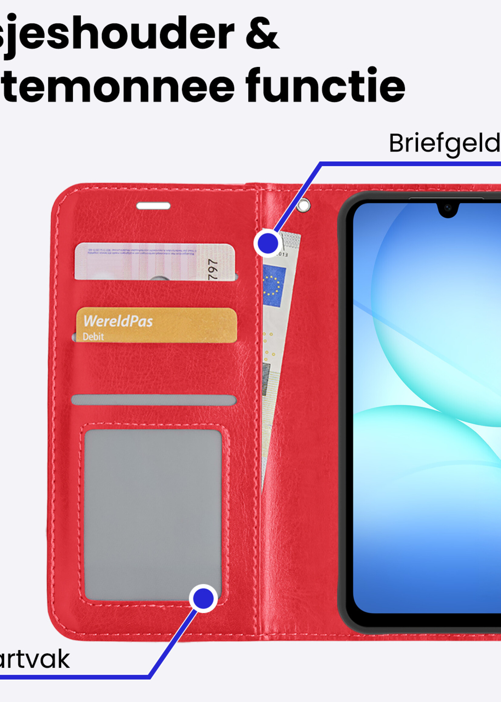 BTH BTH Samsung Galaxy A17 Hoesje Bookcase Met Screenprotector - Rood