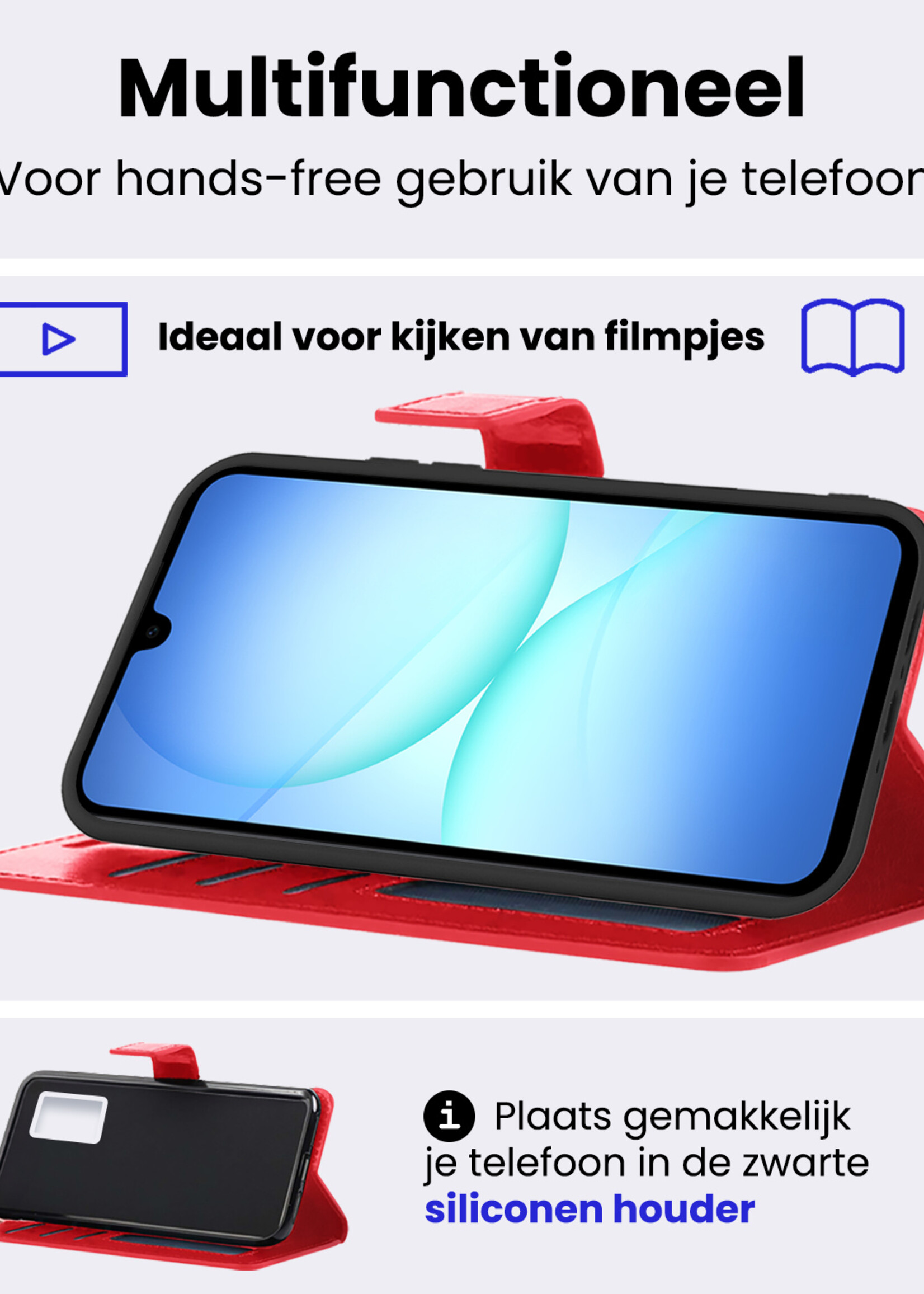 BTH BTH Samsung Galaxy A17 Hoesje Bookcase Met Screenprotector - Rood