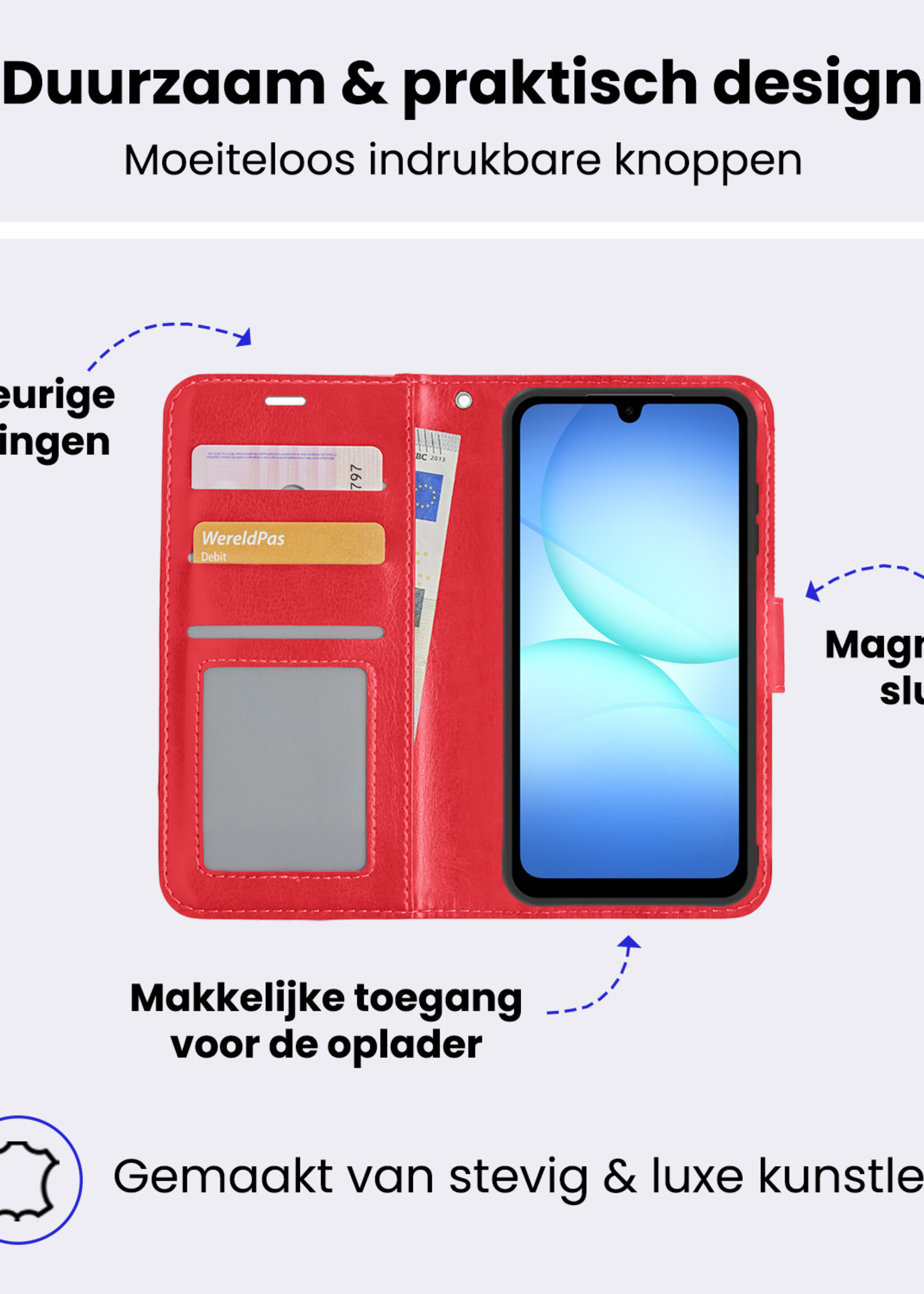 BTH BTH Samsung Galaxy A17 Hoesje Bookcase Met Screenprotector - Rood