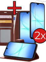 BTH BTH Samsung Galaxy A17 Hoesje Bookcase Met 2x Screenprotector - Bruin