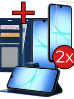 BTH BTH Samsung Galaxy A17 Hoesje Bookcase Met 2x Screenprotector - Donkerblauw