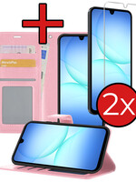 BTH BTH Samsung Galaxy A17 Hoesje Bookcase Met 2x Screenprotector - Lichtroze