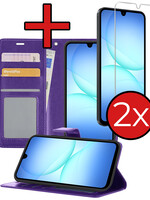 BTH BTH Samsung Galaxy A17 Hoesje Bookcase Met 2x Screenprotector - Paars