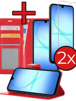 BTH BTH Samsung Galaxy A17 Hoesje Bookcase Met 2x Screenprotector - Rood