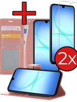 BTH BTH Samsung Galaxy A17 Hoesje Bookcase Met 2x Screenprotector - Rose Goud