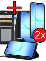 BTH BTH Samsung Galaxy A17 Hoesje Bookcase Met 2x Screenprotector - Zwart