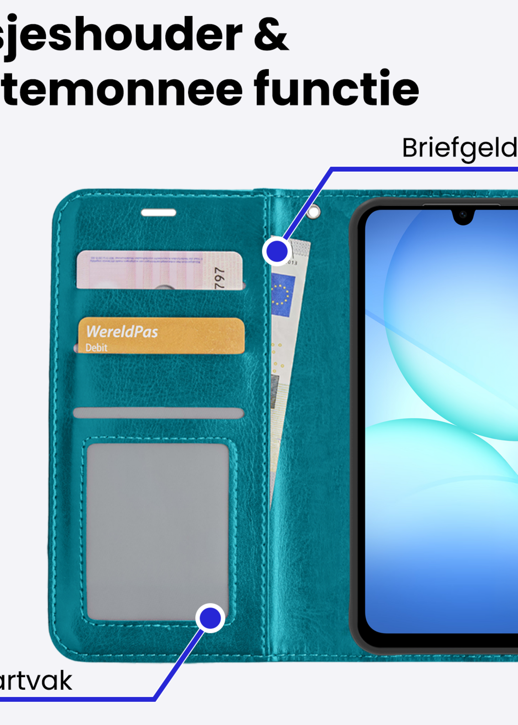 BTH BTH Samsung Galaxy A17 Hoesje Bookcase - Turquoise