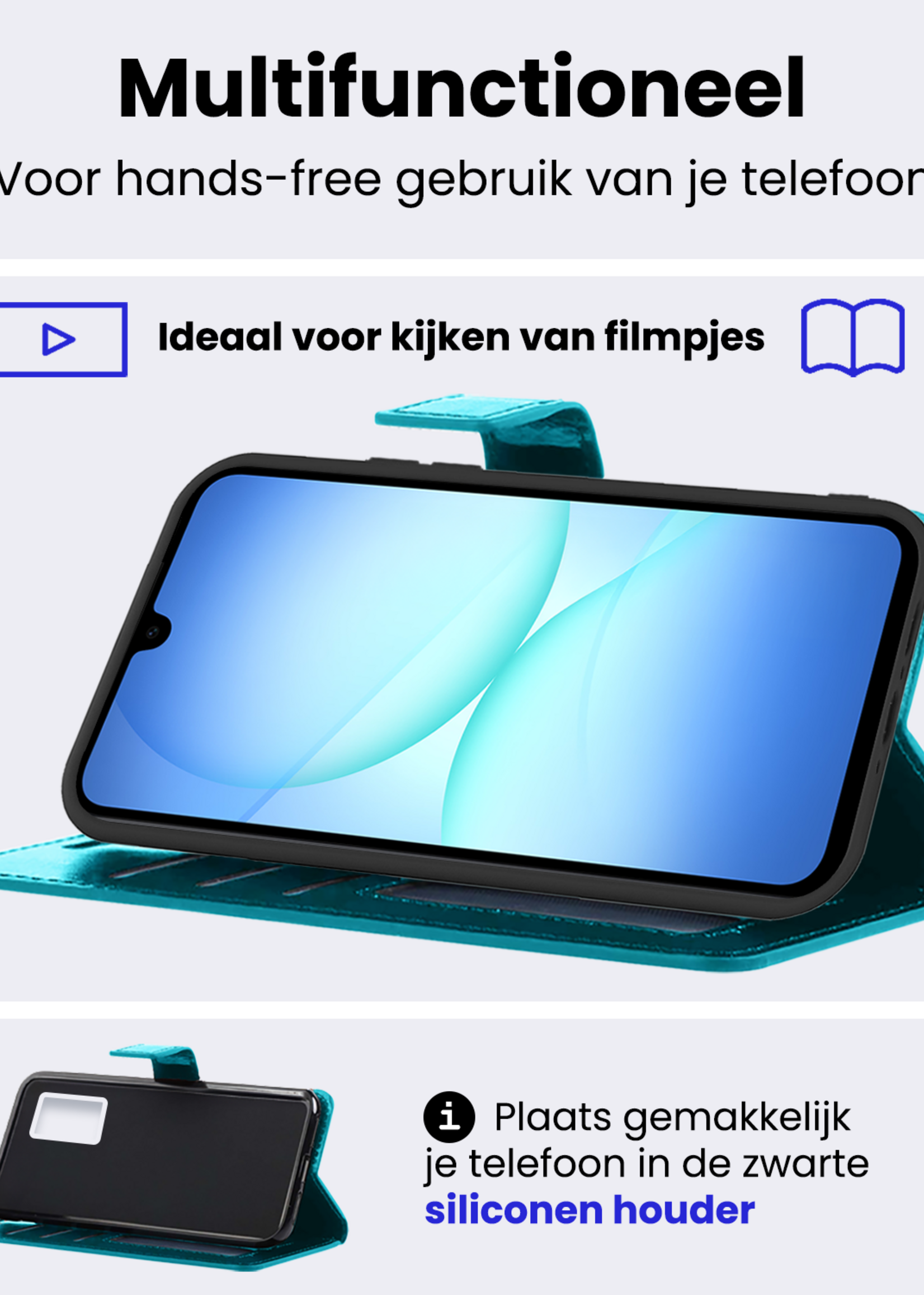 BTH BTH Samsung Galaxy A17 Hoesje Bookcase - Turquoise