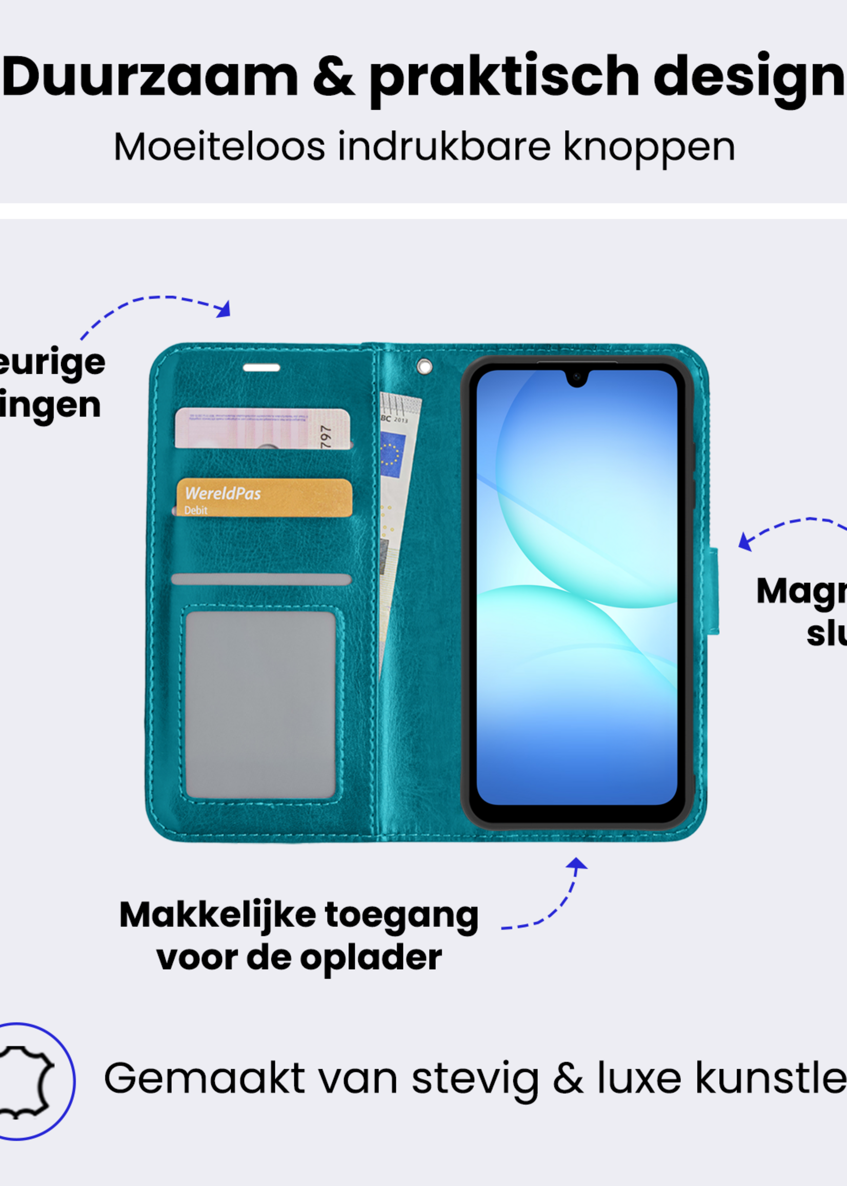 BTH BTH Samsung Galaxy A17 Hoesje Bookcase - Turquoise
