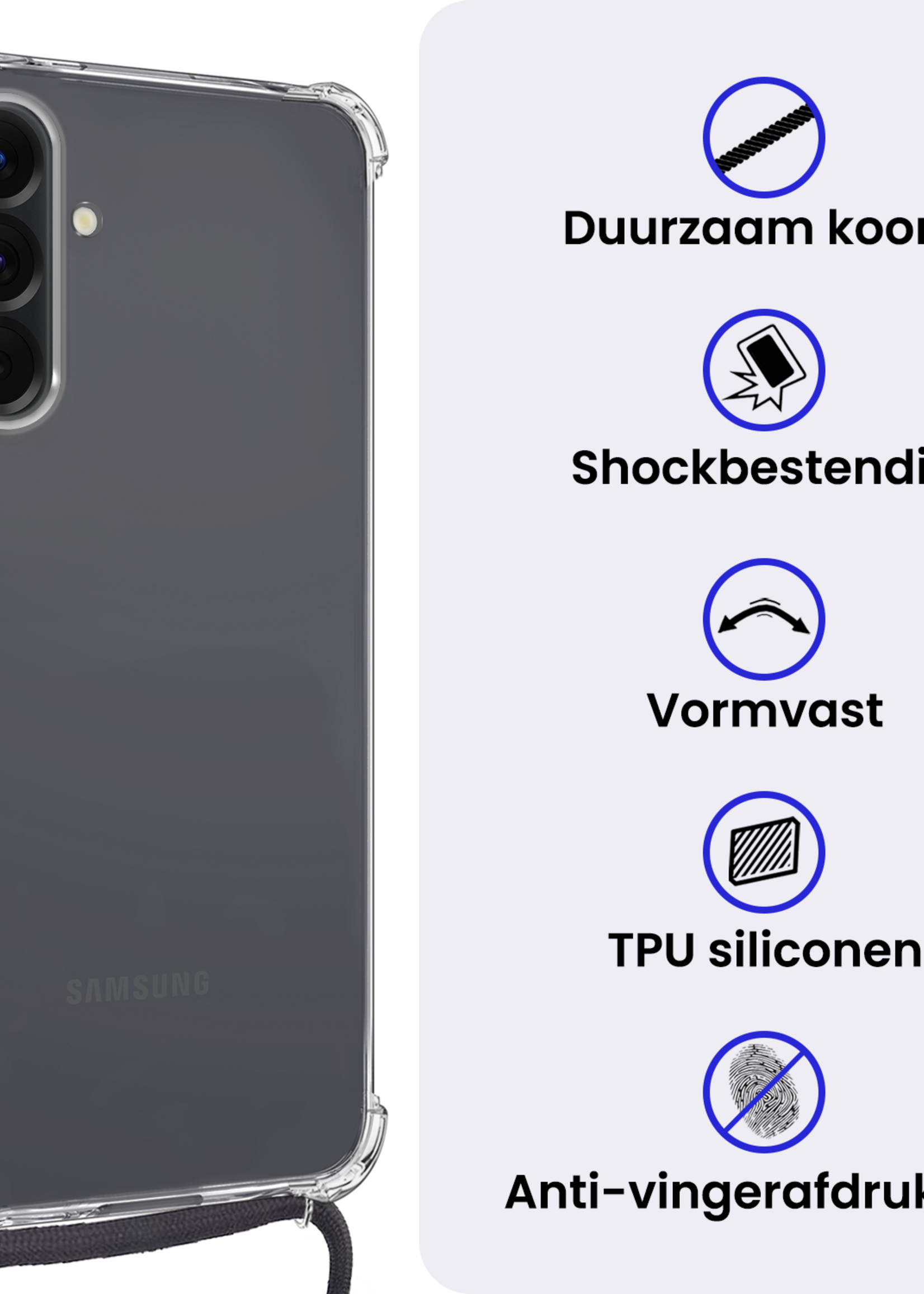 BTH BTH Samsung Galaxy A17 Hoesje Transparant Shockproof Met Zwart Koord