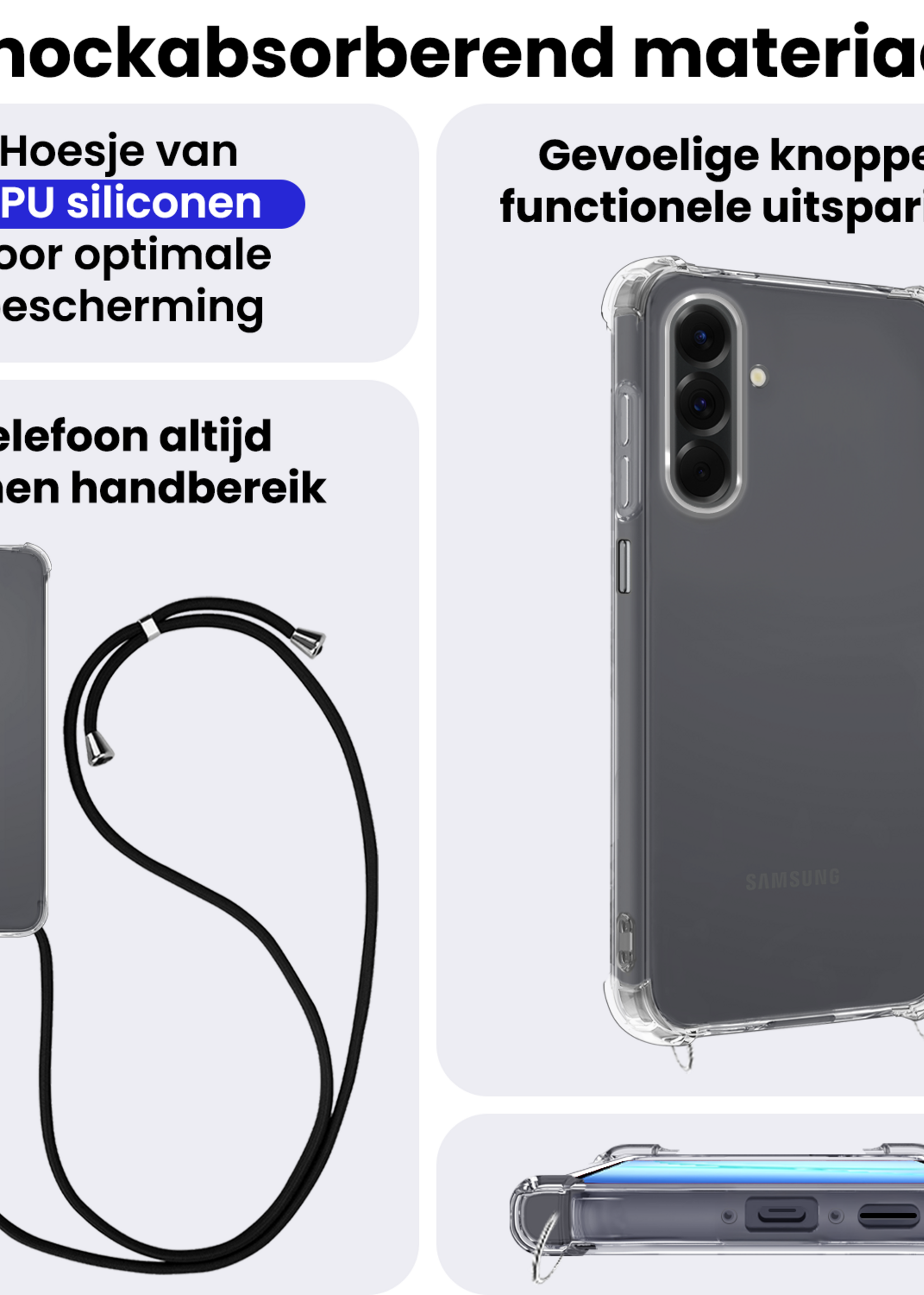 BTH BTH Samsung Galaxy A17 Hoesje Transparant Shockproof Met Zwart Koord