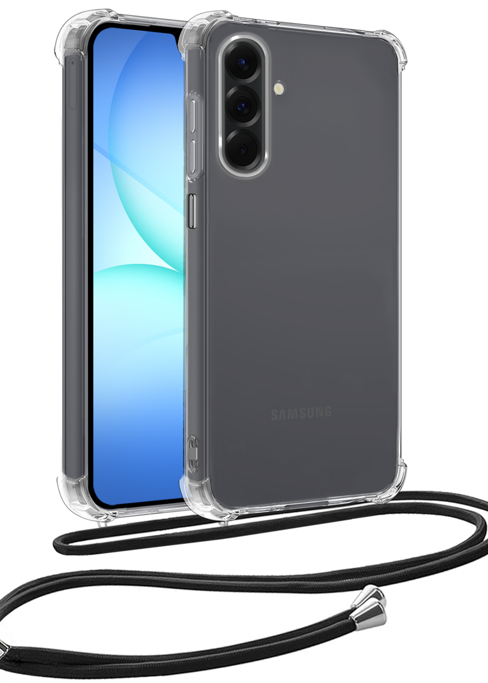 BTH BTH Samsung Galaxy A17 Hoesje Transparant Shockproof Met Zwart Koord