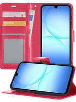 BTH BTH Samsung Galaxy A17 Hoesje Bookcase Met Screenprotector - Donkerroze