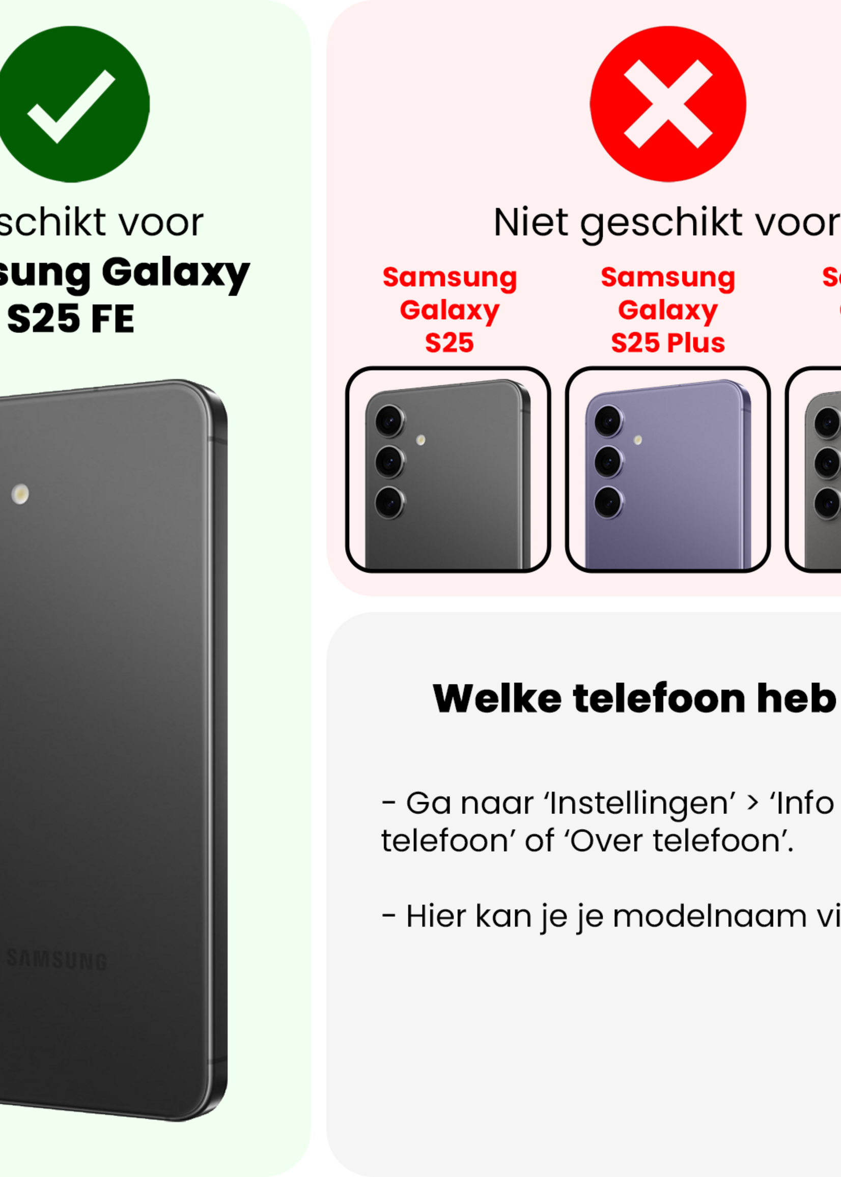 BTH BTH Samsung Galaxy S25 FE Hoesje Siliconen Met Screenprotector - Zwart