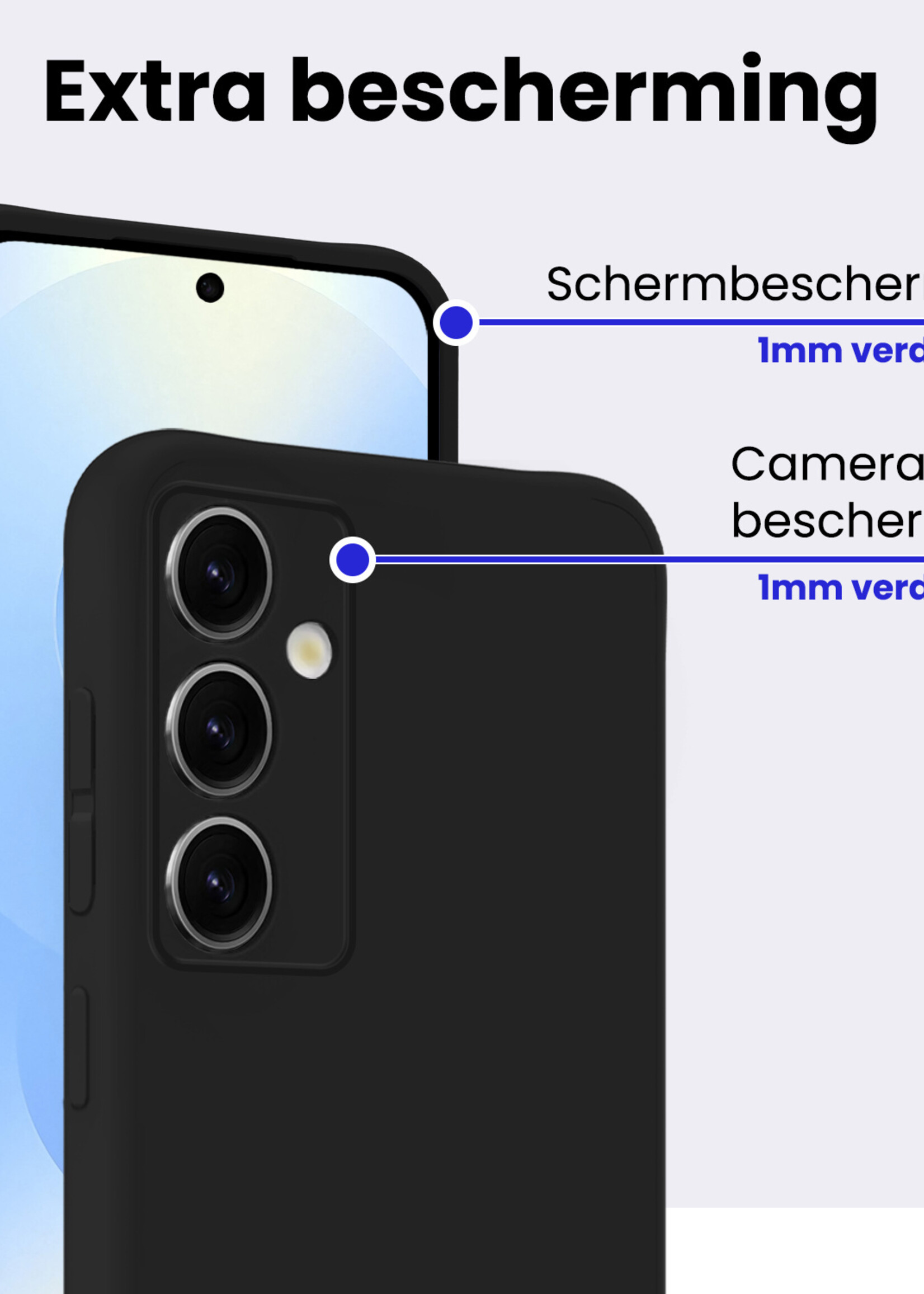 BTH BTH Samsung Galaxy S25 FE Hoesje Siliconen Met Screenprotector - Zwart