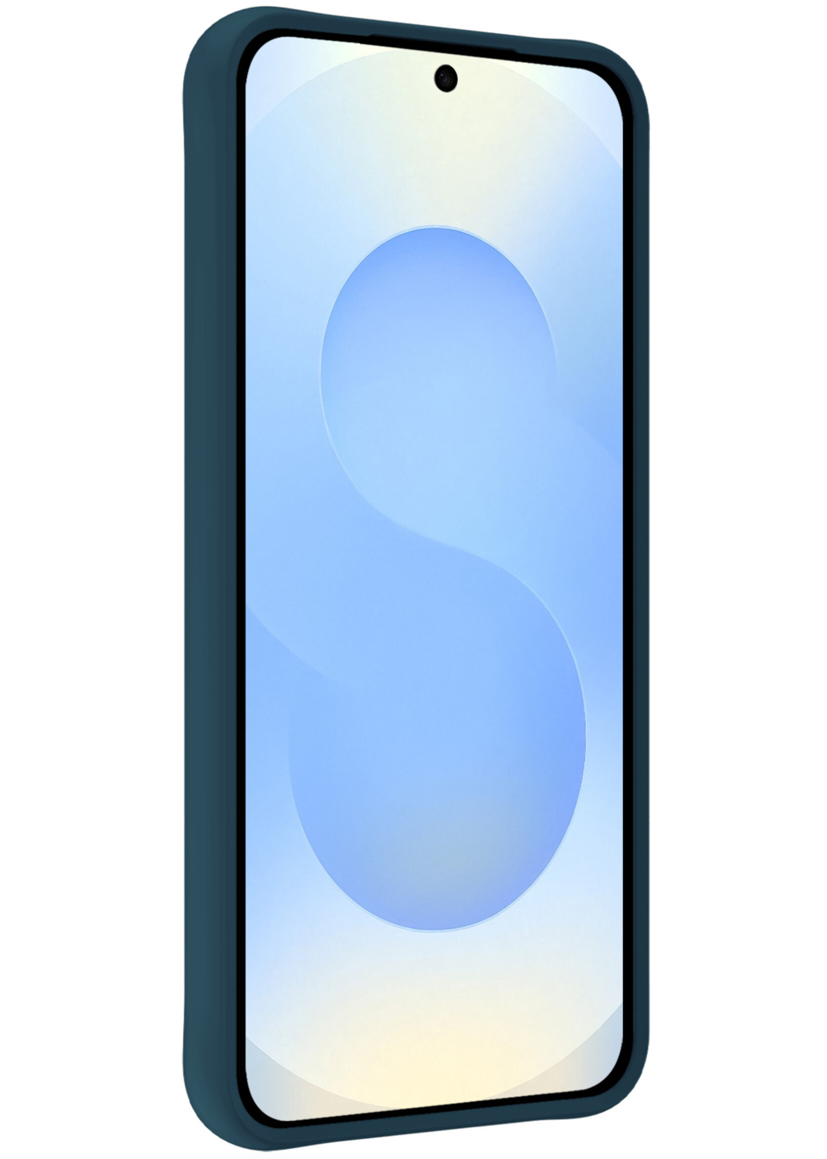 BTH BTH Samsung Galaxy S25 FE Hoesje Siliconen Met 2x Screenprotector - Donkerblauw