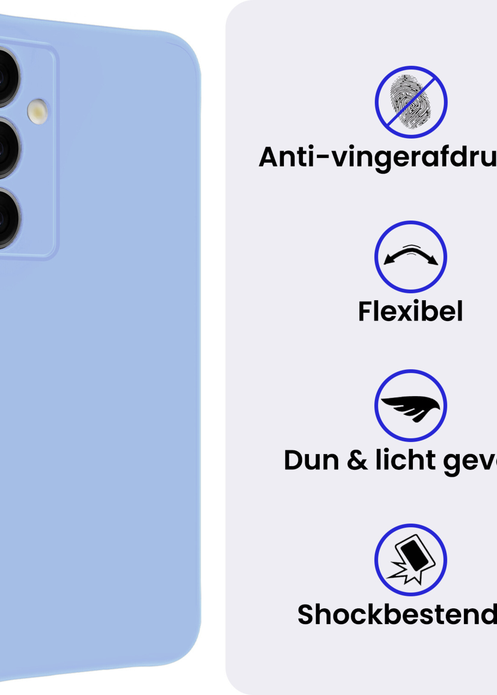 BTH BTH Samsung Galaxy S25 FE Hoesje Siliconen Met 2x Screenprotector - Lichtblauw