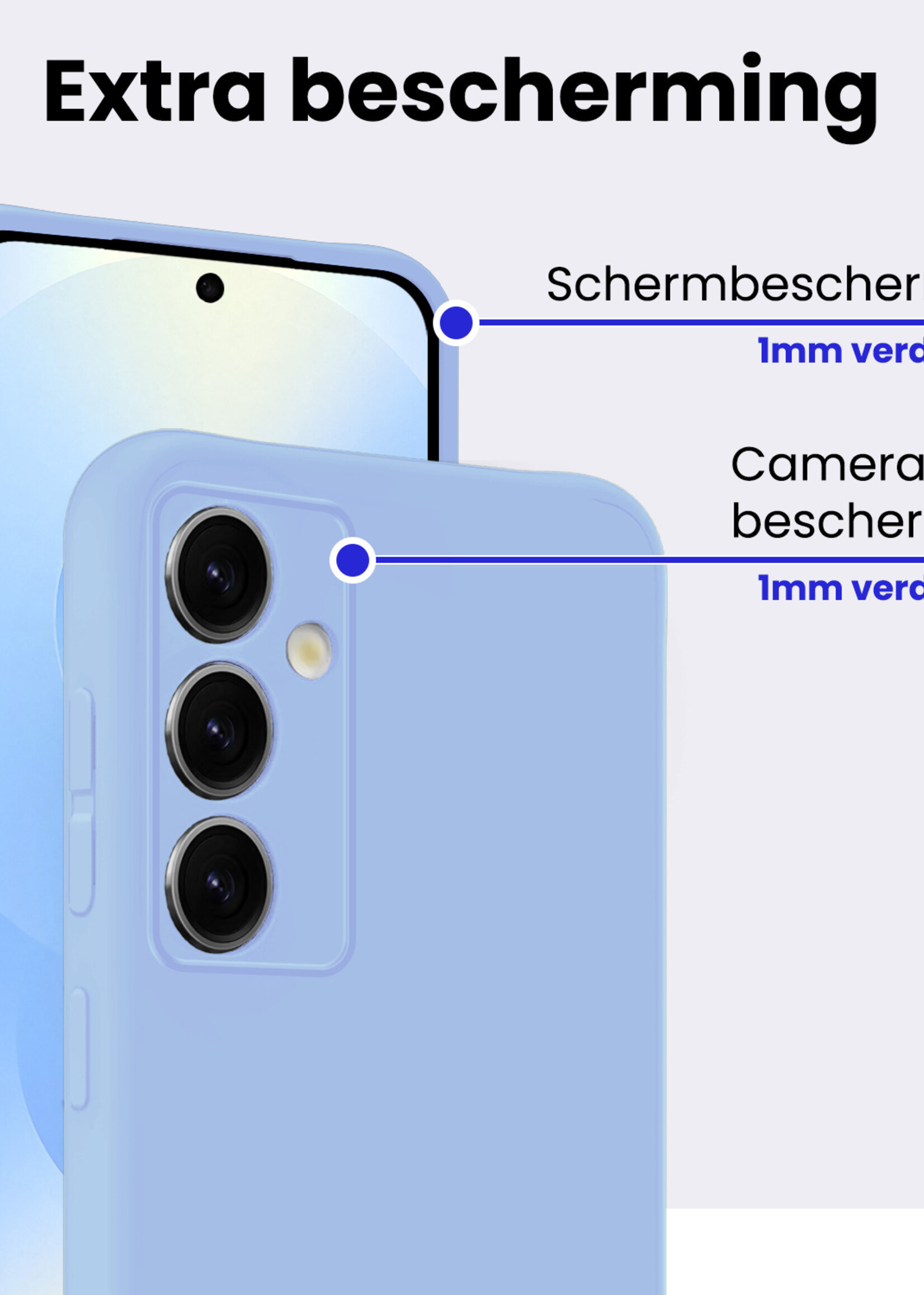 BTH BTH Samsung Galaxy S25 FE Hoesje Siliconen Met 2x Screenprotector - Lichtblauw