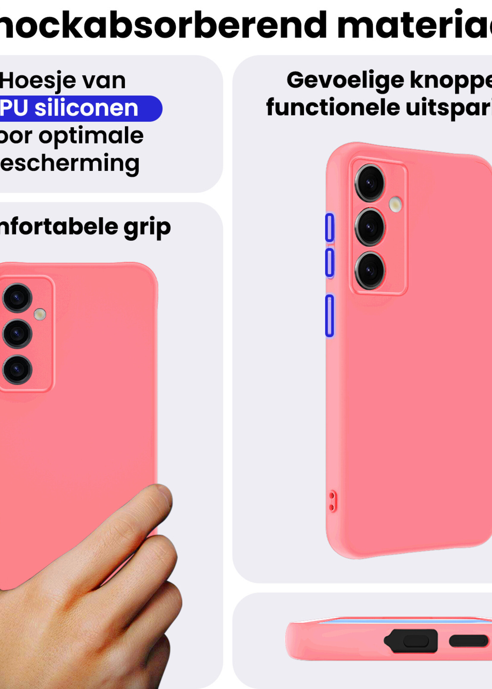 BTH BTH Samsung Galaxy S25 FE Hoesje Siliconen Met 2x Screenprotector - Lichtroze