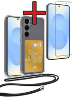 BTH BTH Samsung Galaxy S25 FE Hoesje Pashouder met Koord Met Screenprotector