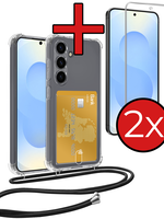 BTH BTH Samsung Galaxy S25 FE Hoesje Pashouder met Koord Met 2x Screenprotector
