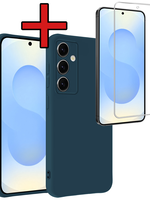BTH BTH Samsung Galaxy S25 FE Hoesje Siliconen Met Screenprotector - Donkerblauw