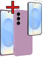 BTH BTH Samsung Galaxy S25 FE Hoesje Siliconen Met Screenprotector - Lila
