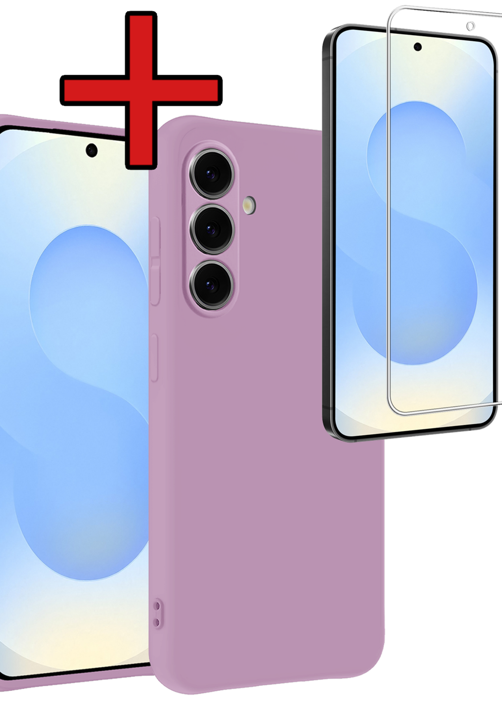 BTH BTH Samsung Galaxy S25 FE Hoesje Siliconen Met Screenprotector - Lila