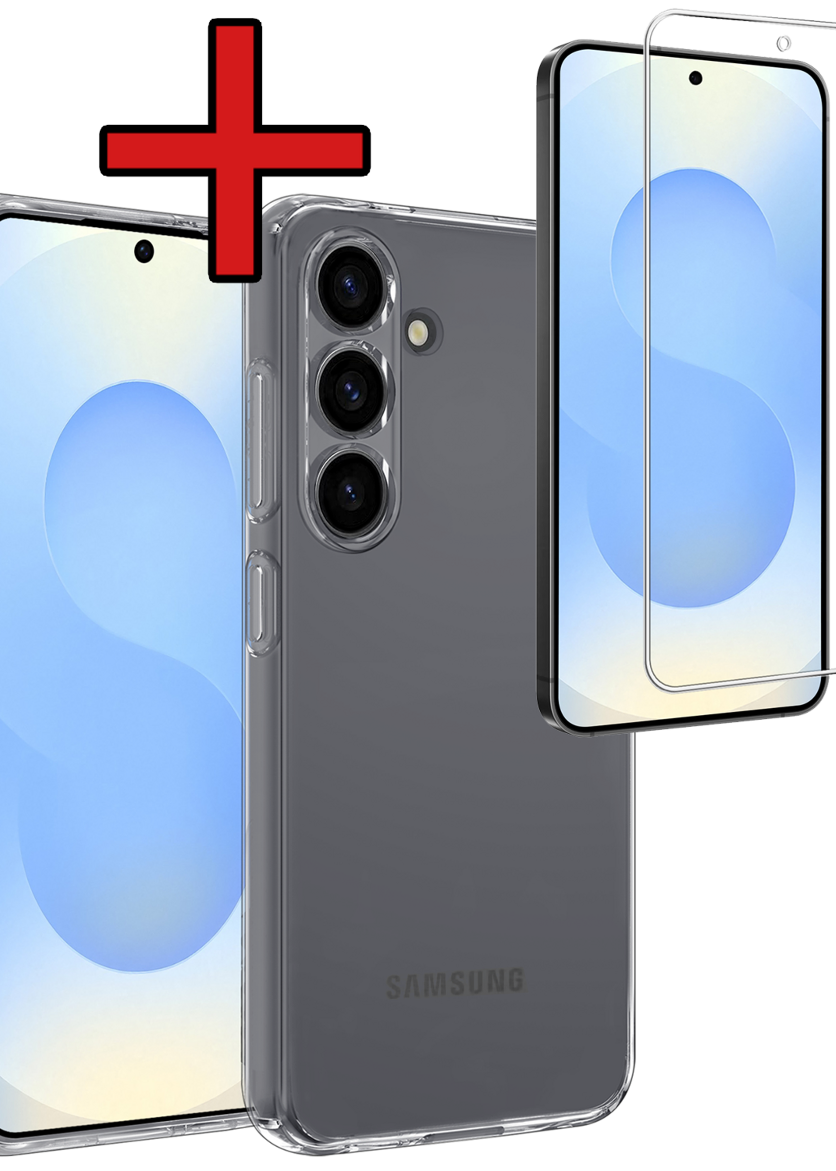BTH BTH Samsung Galaxy S25 FE Hoesje Siliconen Met Screenprotector - Transparant