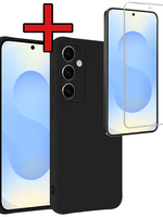 BTH BTH Samsung Galaxy S25 FE Hoesje Siliconen Met Screenprotector - Zwart