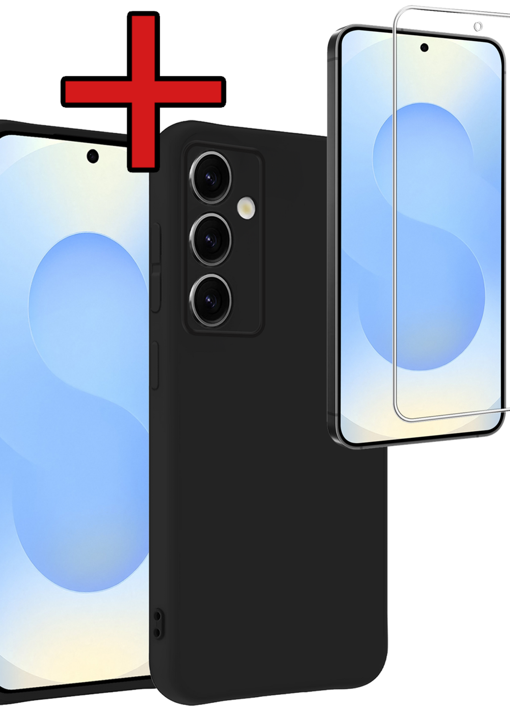 BTH BTH Samsung Galaxy S25 FE Hoesje Siliconen Met Screenprotector - Zwart