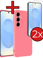 BTH BTH Samsung Galaxy S25 FE Hoesje Siliconen Met 2x Screenprotector - Lichtroze