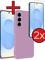 BTH BTH Samsung Galaxy S25 FE Hoesje Siliconen Met 2x Screenprotector - Lila