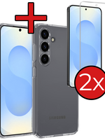 BTH BTH Samsung Galaxy S25 FE Hoesje Siliconen Met 2x Screenprotector - Transparant