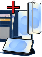 BTH BTH Samsung Galaxy S25 FE Hoesje Bookcase Met Screenprotector - Donkerblauw