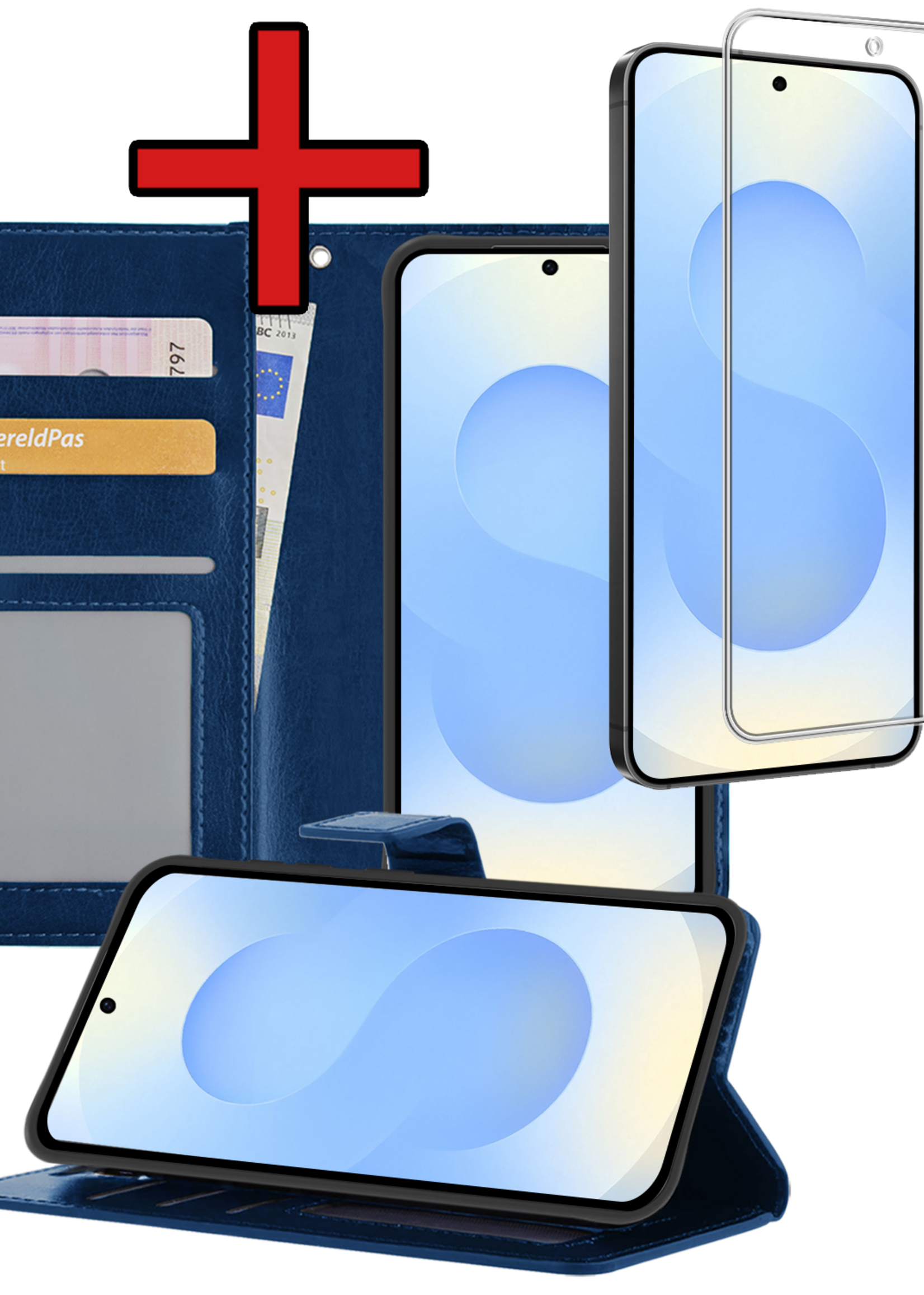 BTH BTH Samsung Galaxy S25 FE Hoesje Bookcase Met Screenprotector - Donkerblauw