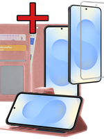 BTH BTH Samsung Galaxy S25 FE Hoesje Bookcase Met Screenprotector - Rose Goud