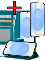 BTH BTH Samsung Galaxy S25 FE Hoesje Bookcase Met Screenprotector - Turquoise
