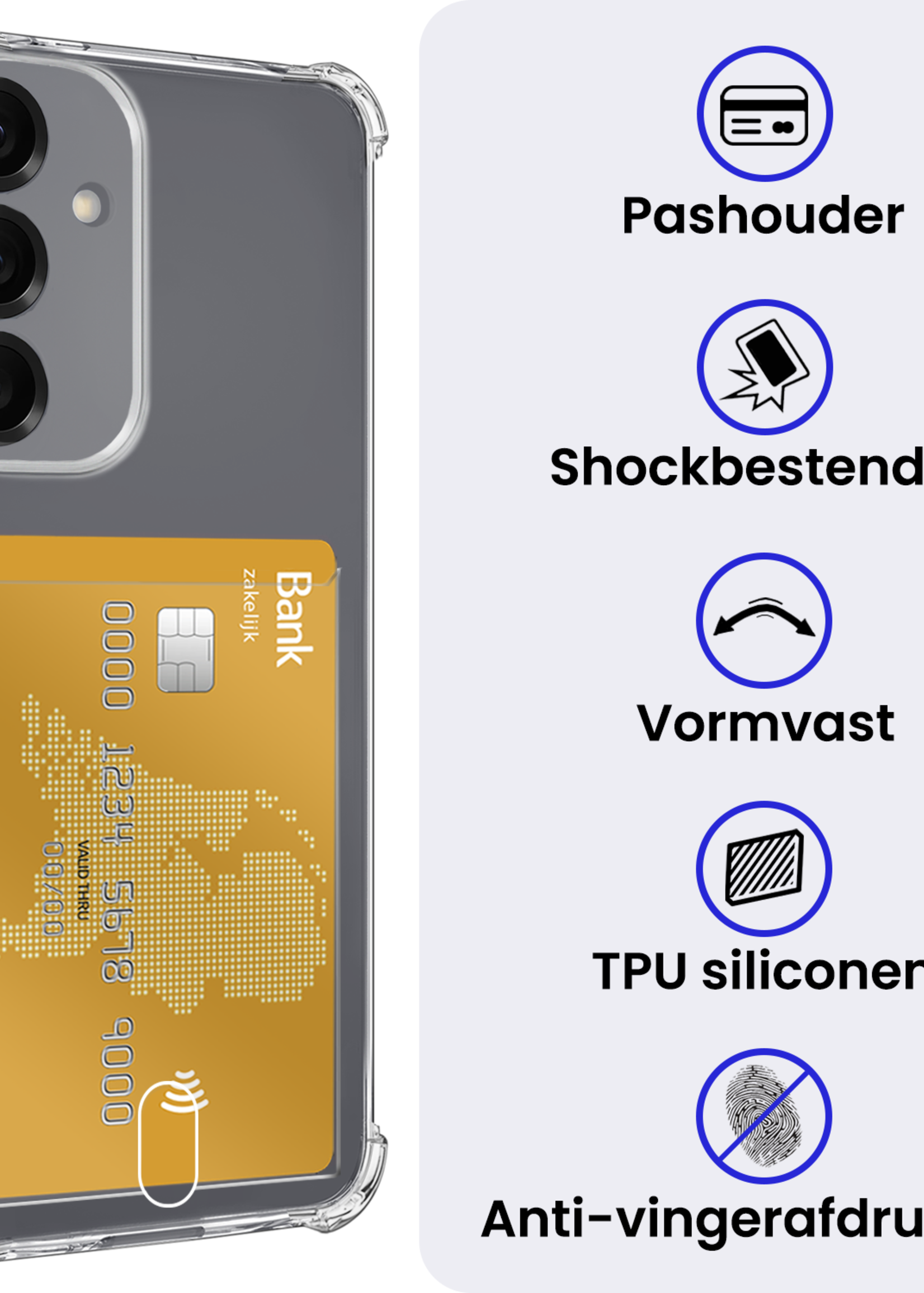 BTH BTH Samsung Galaxy S25 FE Hoesje Pashouder Met Screenprotector