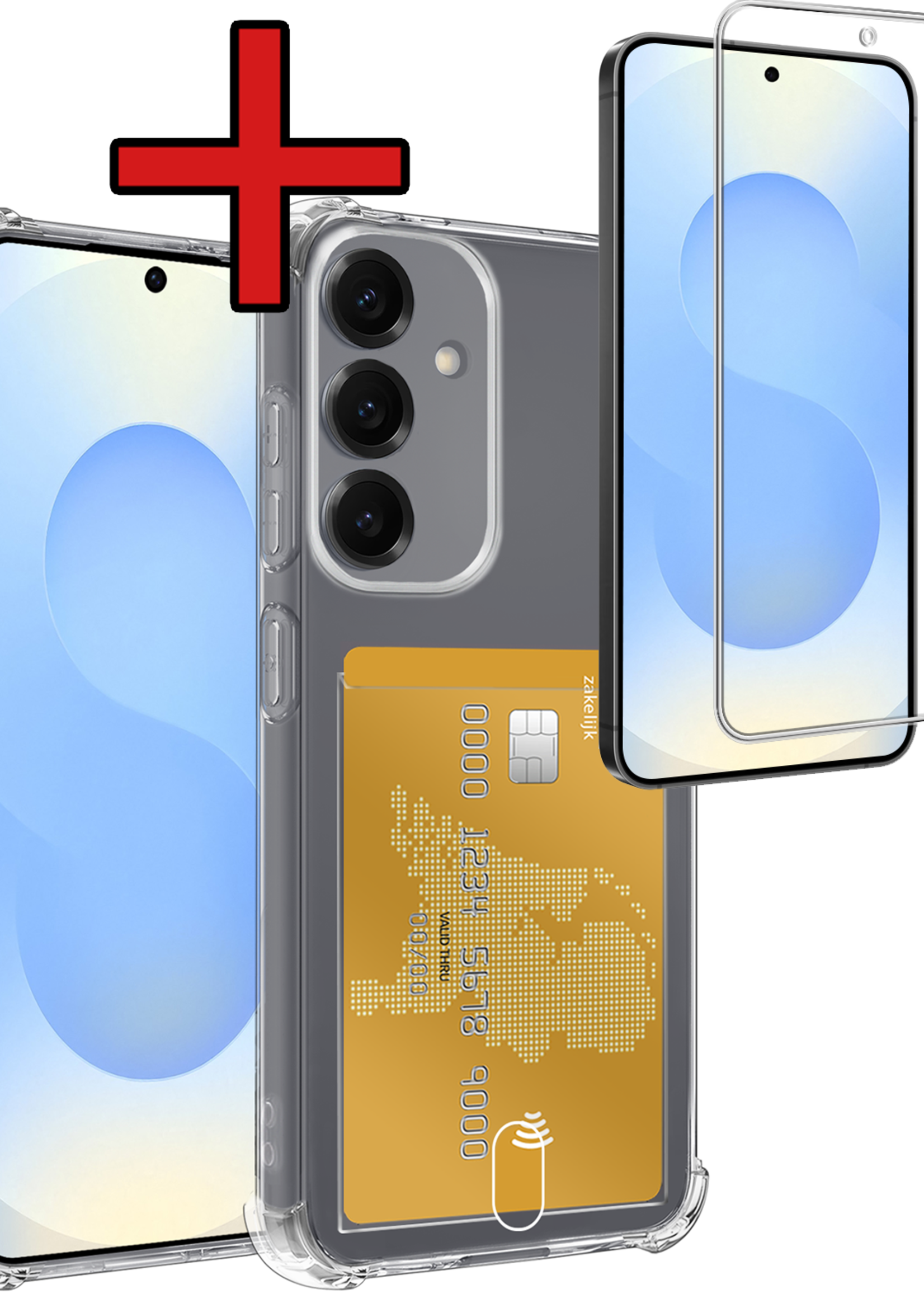 BTH BTH Samsung Galaxy S25 FE Hoesje Pashouder Met Screenprotector