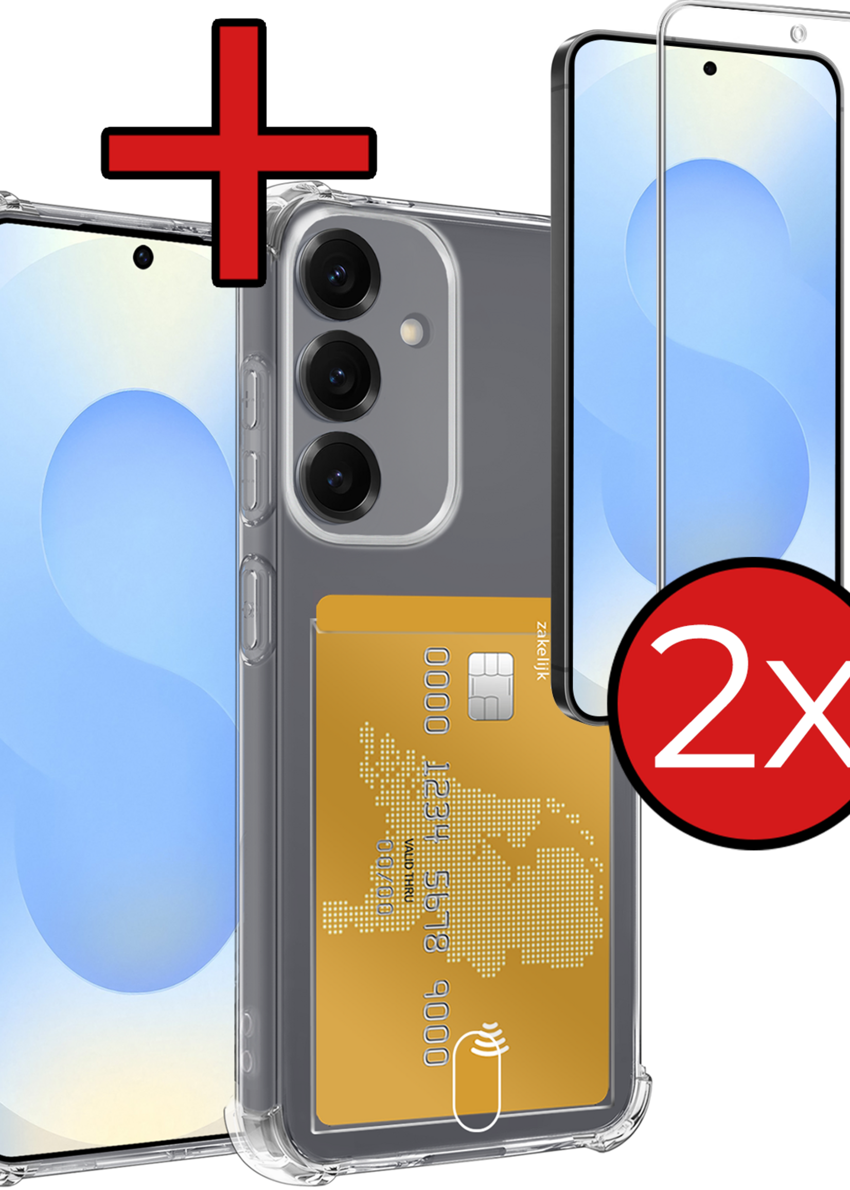 BTH BTH Samsung Galaxy S25 FE Hoesje Pashouder Met 2x Screenprotector